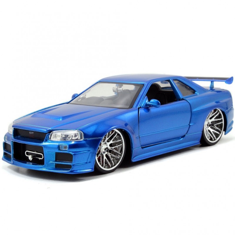 Jada Brian'S Nissan Skyline Gt-R (R35) Fast & Furious Model Samochodu,  Srebrny/Niebieski, Skala ‎1:24 : : Arts & Crafts