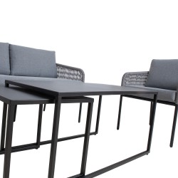Aiamööblikomplekt LEVINE 2 lauda, diivan ja 2 tooli, hall