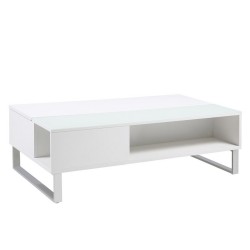 Придиванный столик AZALEA 110x60x35см, столешница  5мм стекло  мебельная пластина, цвет  глянцево-белый