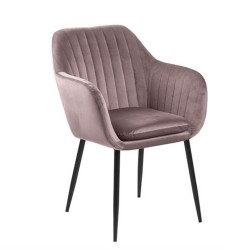 Стул   кресло EMILIA 57x59xH83см, сиденье и спинка  ткань, цвет  старо-розовый, ножки  чёрный металл