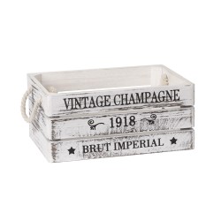 Wooden box VINTAGE-2, 29x21xH13cm, white, rope handles