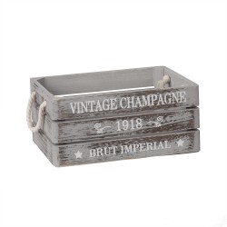Wooden box VINTAGE-2, 29x21xH13cm, grey, rope handles