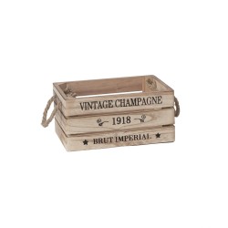 Wooden box VINTAGE-3, 23x17xH11cm, brown, rope handles