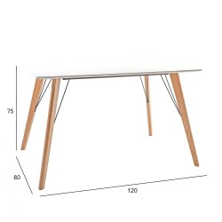 Dining table HELENA WHITE 120x80xH75cm, white