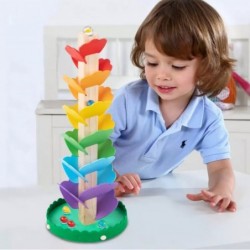 Tooky Toy Wooden Colorful Spinning Tower for Children