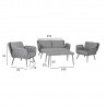 Garden furniture set ASCONA table, sofa and 2 chairs, grey aluminum frame with rope weaving, grey cushions