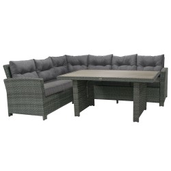 Garden furniture set PAVIA table and corner sofa, dark grey