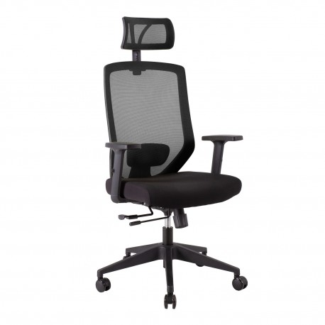 Рабочий стул JOY 64x64xH115-125см, сиденье  ткань, спинка  сетка-ткань, цвет  чёрный
