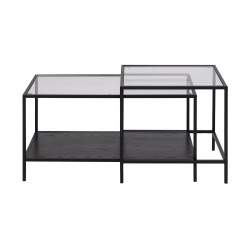 Coffee tables 2pcs SEAFORD 55x55x50cm, 90x50x45cm, glass