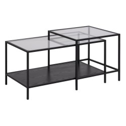 Coffee tables 2pcs SEAFORD 55x55x50cm, 90x50x45cm, glass