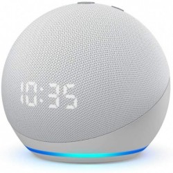 Amazon Echo Dot with clock (4th Gen) Glacier White (B7W644)
