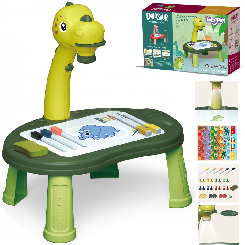WOOPIE Drawing Board with Dinosaur Board Game
