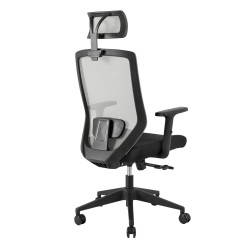 Рабочий стул JOY 64x64xH115-125см, сиденье  ткань, спинка  сетка-ткань, цвет  чёрный  серый