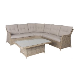 Комплект садовой мебели PACIFIC с подушками, угловой диван и пуф, алюминиевая рама с плетением из пластика, цвет  серый