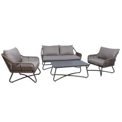 Garden furniture set ANDROS table, sofa, 2 chairs, taupe