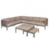 Садовая мебель ADMIRAL с подушкой, углавой диван и 2 стола, алюминиевая рама с пластиковым плетением, светло-коричневый