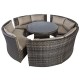 Garden furniture set VENETO with cushions, table and 4 benches, aluminum frame with plastic wicker, color  dark brown