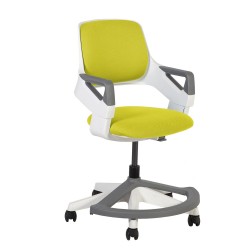 Детский рабочий стул ROOKEE 64x64xH76-93см, сиденье и спинка с обивкой, цвет  горчично-жёлтый, белый пластиковый корпус