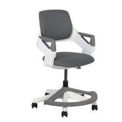 Детский рабочий стул ROOKEE 64x64xH76-93см, сиденье и спинка с обивкой, цвет  серый, белый пластиковый корпус