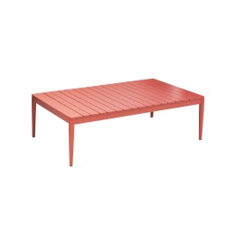 Aiamööblikomplekt BREMEN laud ja nurgadiivan, punane alumiiniumraam nöörpunutisega, hallid padjad
