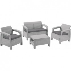 Комплект Corfu, стол, диван и 2 кресла с подушками, светло-серый, ТМ Keter