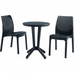 Set Bistro table and 2 chairs, grey