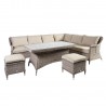 Garden furniture set EDEN table, corner sofa and 2 otomans, aluminum frame with plastic wicker, color beige