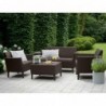 Garden furniture set Salemo table, sofa and 2 chairs with cushion, brown