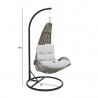 Подвесное кресло TEMPIO с подушкой, 96x96xH198см, ножка  чёрная стальная труба, сиденье  плетение из пластика, цвет  сер