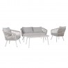 Комплект садовой мебели ECCO стол, диван и 2 стула, рама из серого алюминия с плетеной веревкой, подушки серые