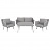 Комплект садовой мебели ASCONA стол, диван и 2 стула, рама из серого алюминия с плетеной веревкой, подушки серого цвета