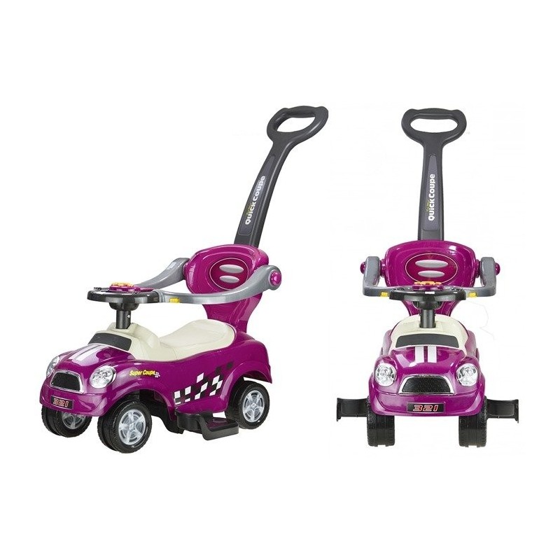 Coupe Car Manual Ride On with Parent Handle - Purple