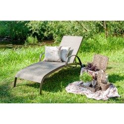 Deck chair MONTREAL-2 73x196x99cm, seat  textiline, color  beige, aluminum frame, color  brown