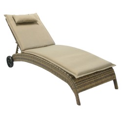 Deck chair WICKER, 73x196x99cm, aluminum frame with plastic wicker, color  cappuccino