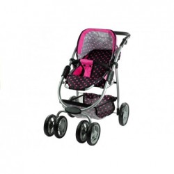 2in1 Doll Bogie and Stroller Alice - Black With Pink Dots