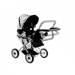 Doll Bogie and Stroller Alice- with Carrier, Bag and Bedding White with Black Dots