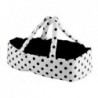 Doll Bogie and Stroller Alice- with Carrier, Bag and Bedding White with Black Dots