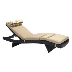 Deck chair STELLA with cushion, 200x65,5xH33cm, aluminum frame with plastic wicker, color  dark brown