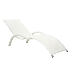 Deck chair MERIDIAN 180x75x73cm, aluminum frame with plastic wicker, color  white
