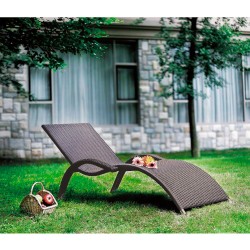 Deck chair MERIDIAN 180x75x73cm, aluminum frame with plastic wicker, color  coffee brown