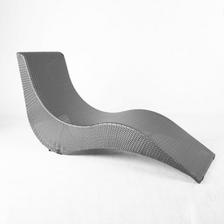 Deck chair STELLA 169x55xH88cm, aluminum frame with plastic wicker, color  dark grey