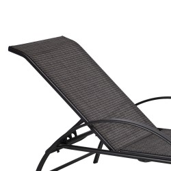 Deck chair BOSTON 198x65x95cm, seat and backrest  grey textiline, black steel frame