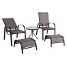 Garden furniture set DAKOTA table, 2 chairs with adjustable backrest and 2 foot stools, seats  grey textiline, black ste