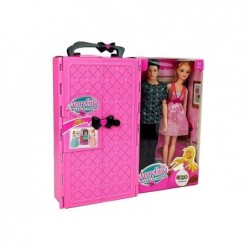 Doll Set Boy Girl Wardrobe Dressing Room Clothes in a Suitcase