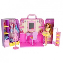 Dressing Room with Light and Mirror. 26 cm Doll. Clothes Set. Accessories