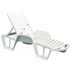 Deck chair FISSO 71x192x45cm, material  plastic, color  white