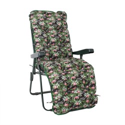 Deck chair BADEN-BADEN with cushion T0590253, 59x52xH100cm, foldable green metal frame