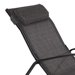 Кресло-качалка   шезлонг BOSTON 128x70x85см, сиденье и спинка  серый текстиль, черная стальная рама