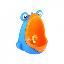 Mini Urinal For Boys Frog Suction Pads Blue and Orange