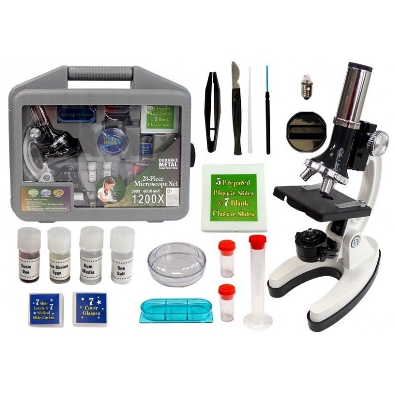 Children's Microscope in a Carrying Case Educational Scientist 28 Elements 300x 600x 1200x